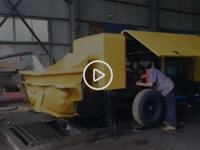 山東力源機(jī)械80混凝土泵出廠前打壓測試，杠杠的